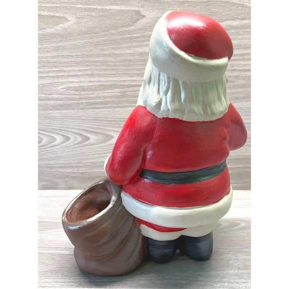 Vintage Christmas Figure Santa Toy Sack & Football Handpainted Ceramic Heavy - Picture 2 of 12